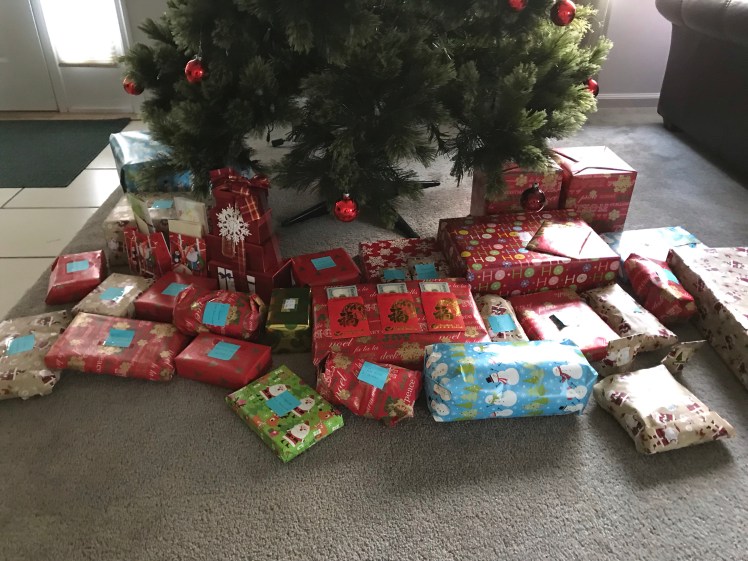 Presents under Christmas tree