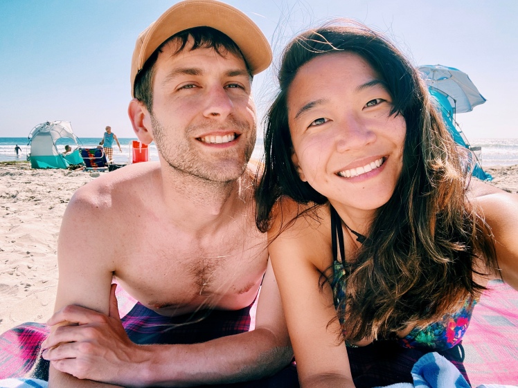 Couple chilling in San Diego beach