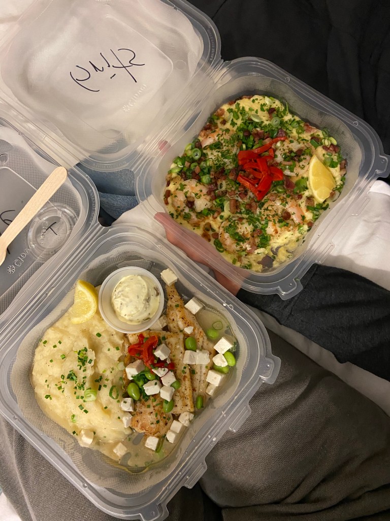 Dinner take out in hotel room