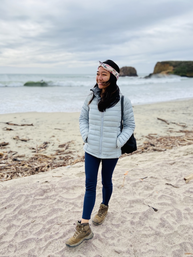 Charlotte on Big Sur beach 