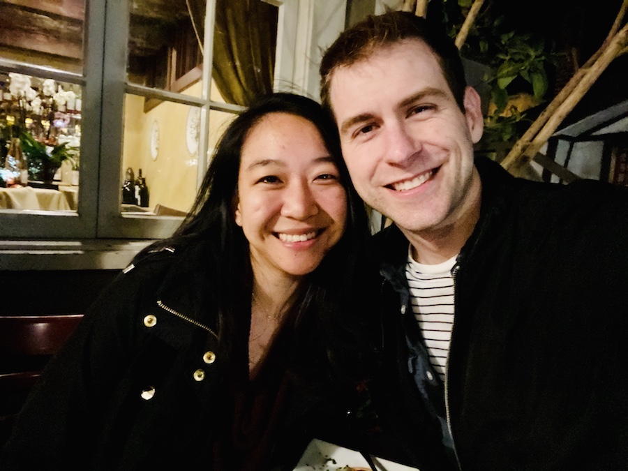 Couple selfie for Valentine's Day diner