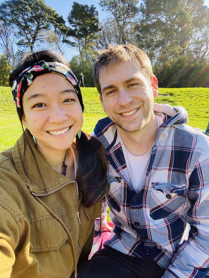 Selfie in golden gate park winter picnic
