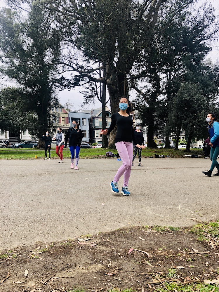 Hip hop dance class outdoors in the Panhandle SF 