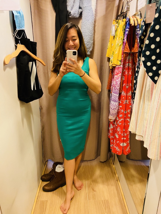 Shopping fitting room selfie