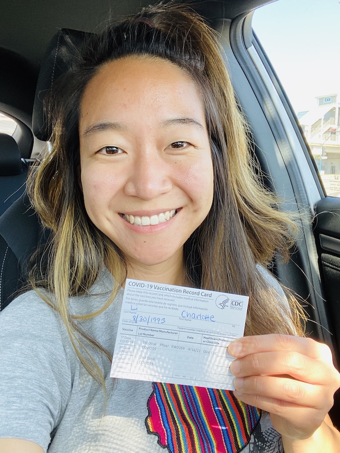 Covid vaccine selfie