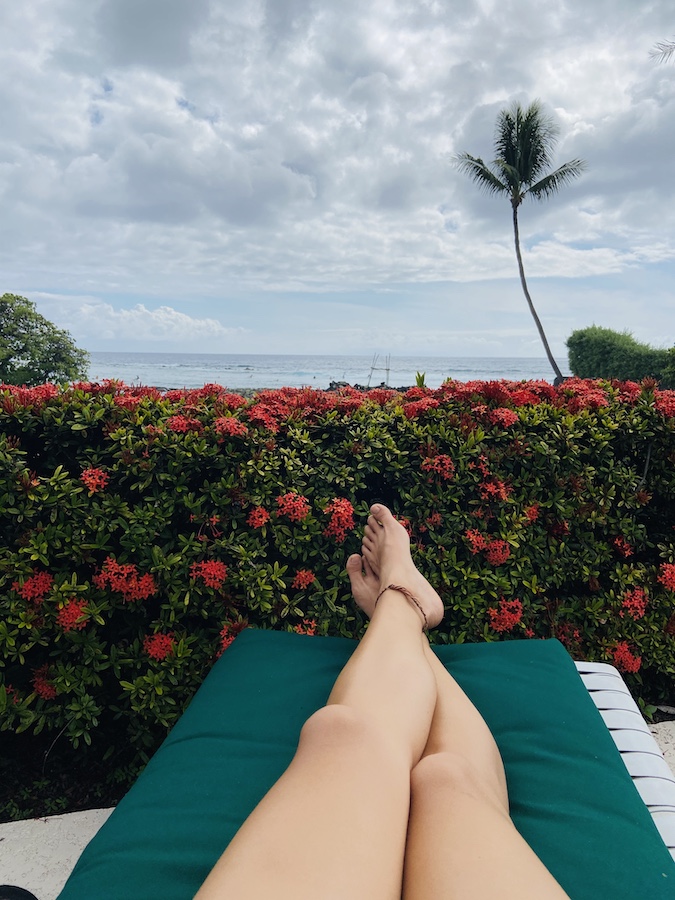 Relaxing by the pool in Hawaii