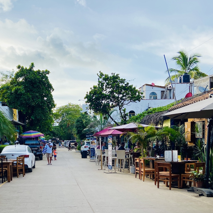 Row of restaurants in San Pancho
