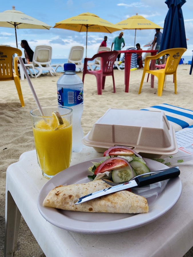 Quesadilla lunch on the beach 