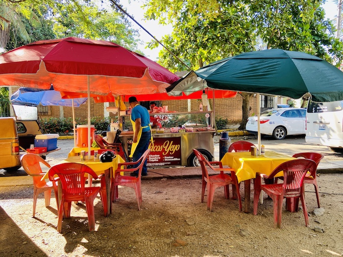 Taco stand in community park in San Pancho