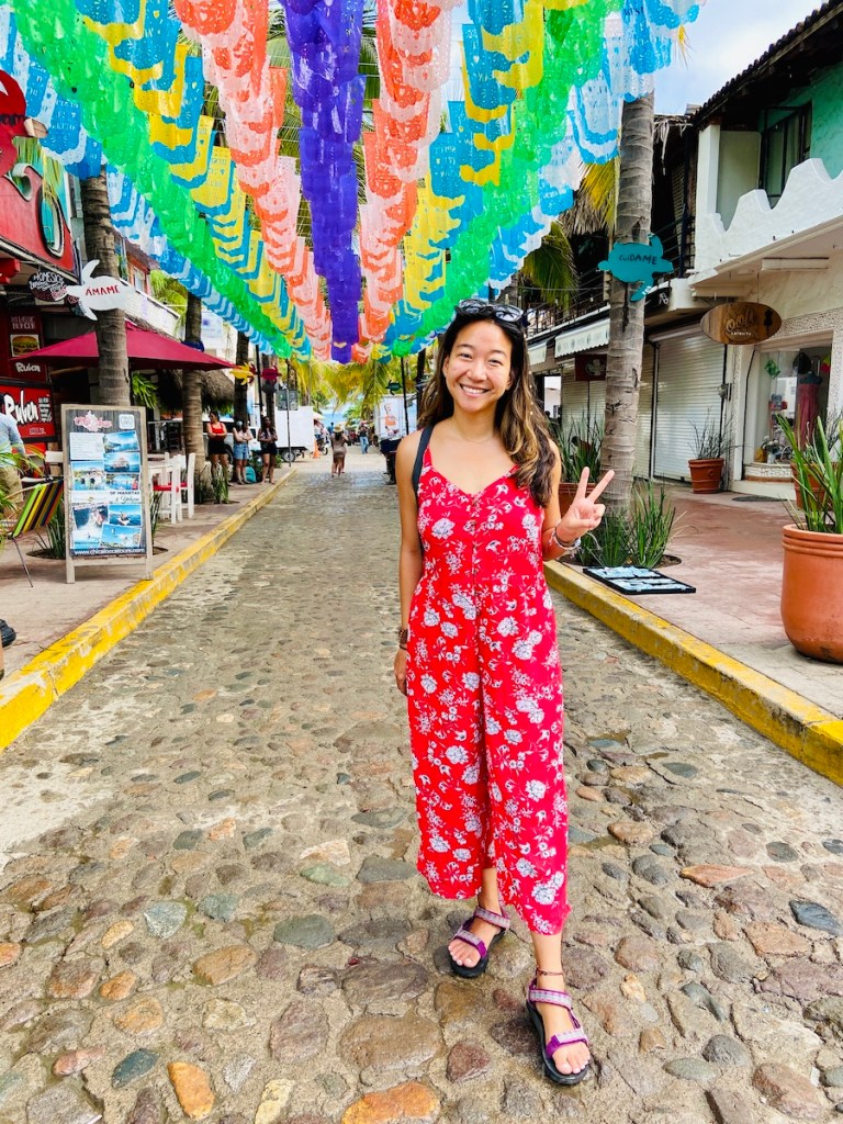 Streets of Sayulita with colorful flags