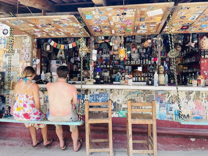 Local bar with swings in Sayulita