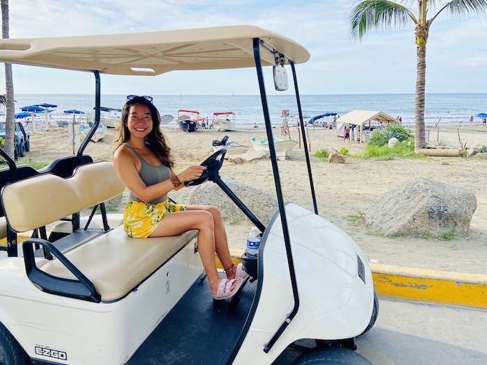 Driving golf cart in Sayulita