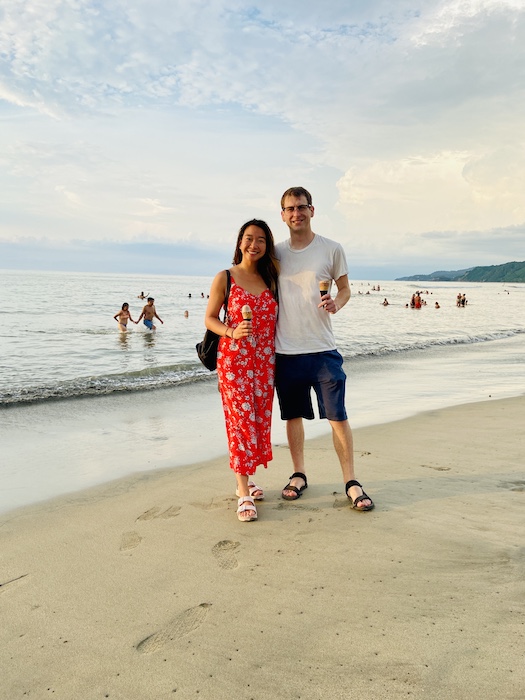 Eating ice cream on Sayulita Beach