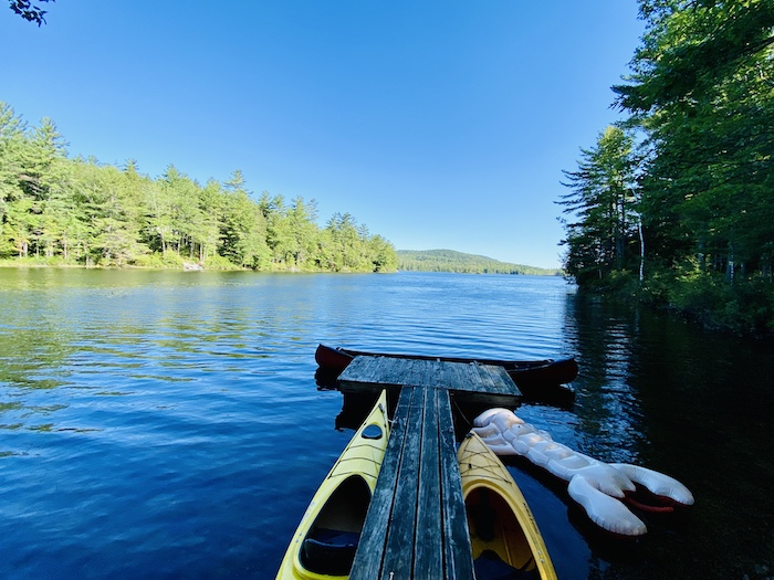 Lake with kayaks 