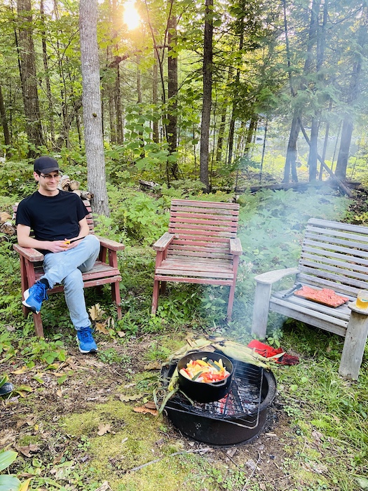 Grilling over the fire